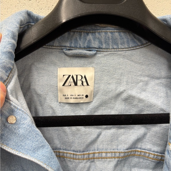 Zara Light Blue Belted Denim Jacket Size:S - Picture 4 of 8